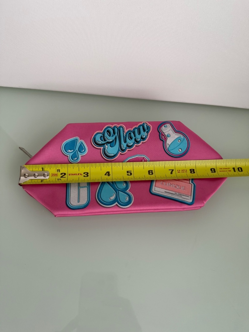 Clinique Pink & Blue Novelty Print Makeup Bag Cosmetic Pouch View 6